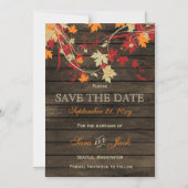 Barn Wood Rustic Fall Leaves Wedding save the date Magnetische Uitnodiging (Voorkant)