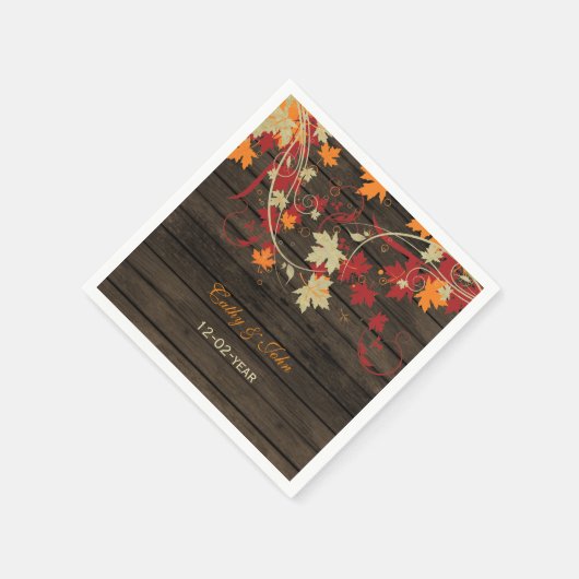 Barn Wood Rustic Fall Leaves Wedding Servetten (Hoek)