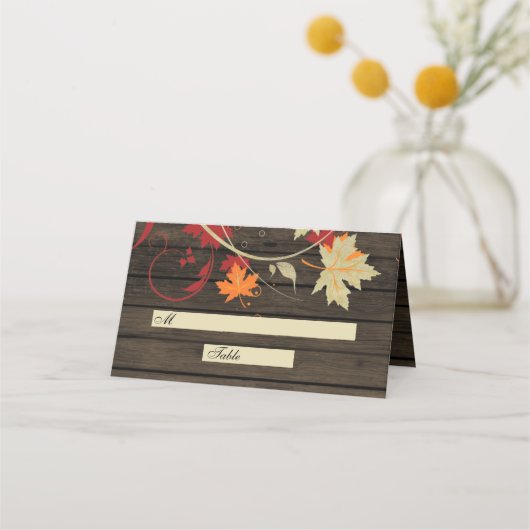 Barn wood Rustic Fall Wedding Place Card Plaatskaartje (Voorkant)