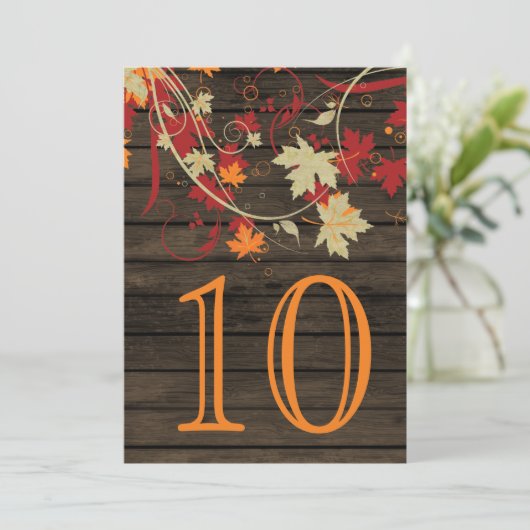 Barn wood Rustic Fall Wedding Table Numbers (Staand voorkant)