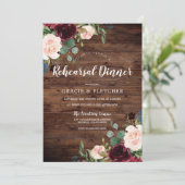 Barn Wood Rustic Flowers Rehearsal Dinner Kaart (Staand voorkant)