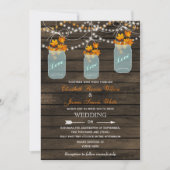 Barn wood Rustic mason jar Fall bruiloft Kaart (Voorkant)
