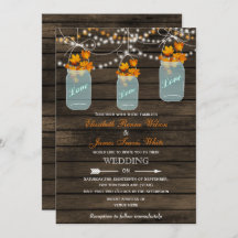 Barn wood Rustic mason jar Fall bruiloft