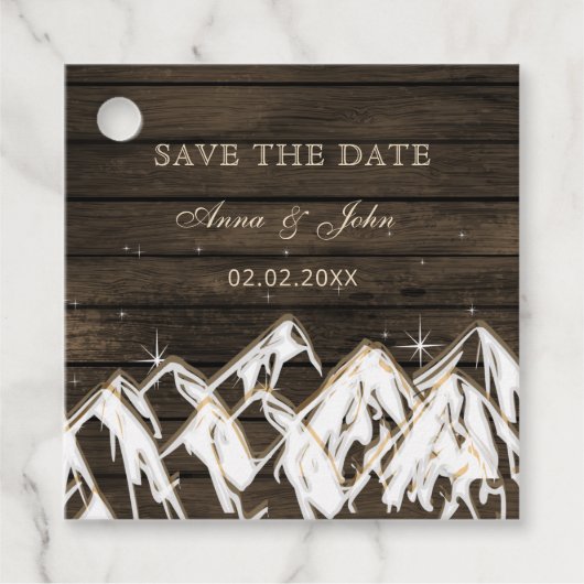 Barn wood Rustic Mountains Save the Date Bedankjes Labels (Voorkant)