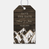 Barn wood Rustic Mountains Save the Date Cadeaulabel (Voorkant)