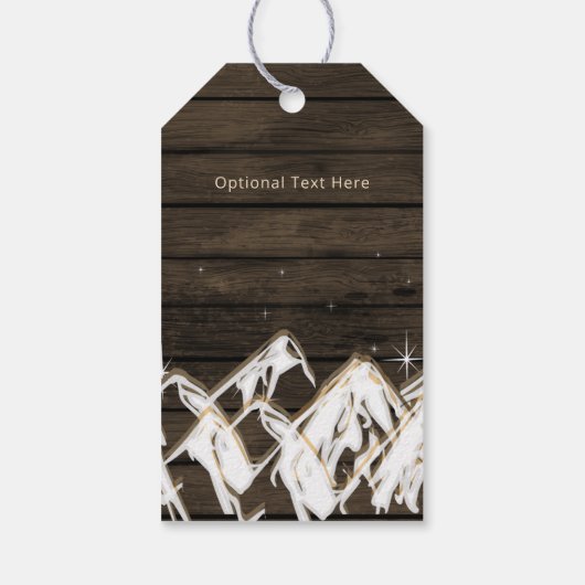 Barn wood Rustic Mountains Save the Date Cadeaulabel (Achterkant)