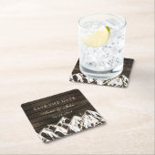 Barn wood Rustic Mountains Save the Date Kartonnen Onderzetters (Insitu)