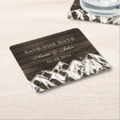 Barn wood Rustic Mountains Save the Date Kartonnen Onderzetters (Schuin)