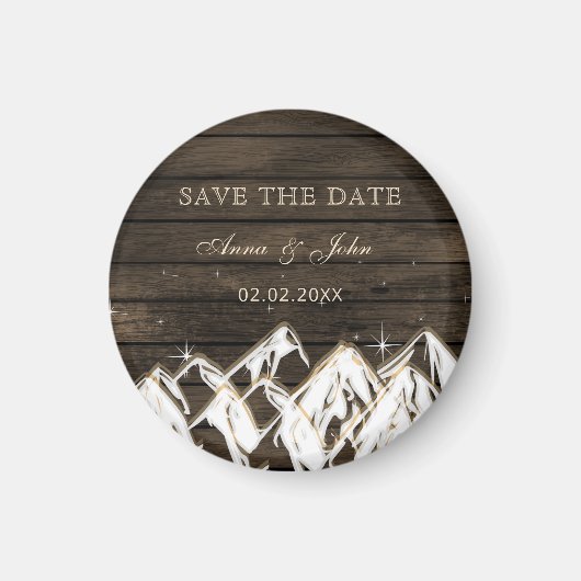 Barn wood Rustic Mountains Save the Date Magneet (Voorkant)