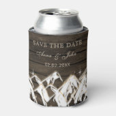 Barn wood Rustic Mountains Save the Date Photo Blikjeskoeler (Blikje Voorkant)