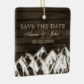 Barn wood Rustic Mountains Save the Date Photo Keramisch Ornament (Rechts)