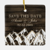 Barn wood Rustic Mountains Save the Date Photo Keramisch Ornament (Voorkant)