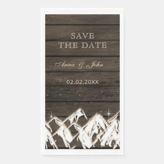 Barn wood Rustic Mountains Save the Date Servet (Voorkant)