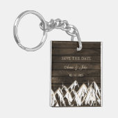 Barn wood Rustic Mountains Save the Date Sleutelhanger (Voorkant Links)