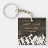 Barn wood Rustic Mountains Save the Date Sleutelhanger (Voorkant)