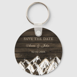 Barn wood Rustic Mountains Save the Date Sleutelhanger
