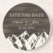 Barn wood Rustic Mountains Save the Date Zandsteen Onderzetter (Voorkant)