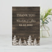 Barn wood Rustic Pine bomen, winter Dank je wel Kaart (Staand voorkant)