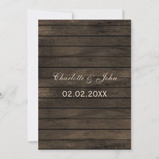 Barn wood Rustic Pine bomen, winter met uitzonderi Save The Date (Achterkant)