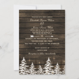 Barn wood Rustic Pine bomen winterbruiloft Kaart