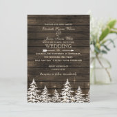 Barn wood Rustic Pine bomen winterbruiloft Kaart (Staand voorkant)