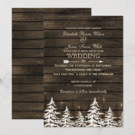 Barn wood Rustic Pine bomen winterbruiloft Kaart