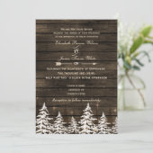 Barn wood Rustic Pine Tree Winter Weddenschap Kaart (Staand voorkant)