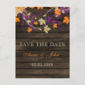 Barn Wood Rustic Plum Fall slaat op sparen de datu Aankondigingskaart (Voorkant)