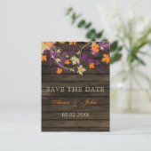 Barn Wood Rustic Plum Fall slaat op sparen de datu Aankondigingskaart (Staand voorkant)