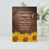 Barn Wood + Rustic Sunflower Wedding Kaart (Staand voorkant)