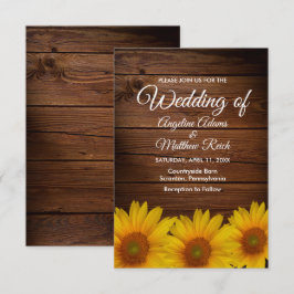 Barn Wood + Rustic Sunflower Wedding Kaart