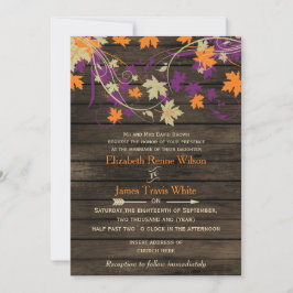 Barn wood Rustige Herfst blaadjes bruiloft Kaart