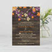 Barn wood Rustige Herfst blaadjes bruiloft Kaart (Staand voorkant)