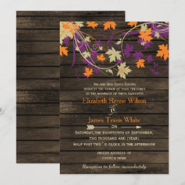 Barn wood Rustige Herfst blaadjes bruiloft Kaart