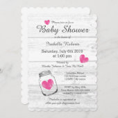 Barn wood rustige mason jar baby doucheuitnodiging kaart (Voorkant / Achterkant)