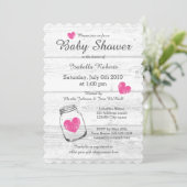 Barn wood rustige mason jar baby doucheuitnodiging kaart (Staand voorkant)