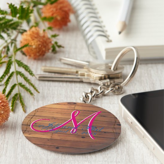 Barn Wood Rustige Wall 3d Monogram Sleutelhanger (Zijkant)