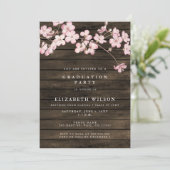 Barn Wood Sakura Pink Cherry Blossom Afstuderen Kaart (Staand voorkant)