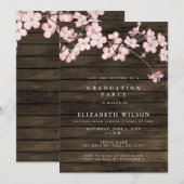 Barn Wood Sakura Pink Cherry Blossom Afstuderen Kaart (Voorkant / Achterkant)