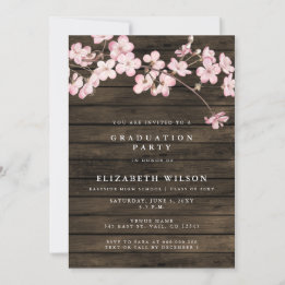 Barn Wood Sakura Pink Cherry Blossom Afstuderen Kaart