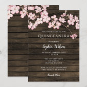 Barn Wood Sakura Roze Kersenbloesem Quinceañera  Kaart (Voorkant / Achterkant)