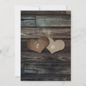 Barn Wood String Lights Burlap Hearts Wedding Kaart (Achterkant)