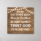 Barn Wood String Lights Gepersonaliseerde Familiem Canvas Afdruk (Voorkant)