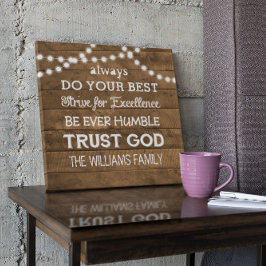 Barn Wood String Lights Gepersonaliseerde Familiem Canvas Afdruk