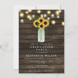 Barn Wood String Lights Sunflower Afstuderen Kaart