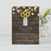 Barn Wood String Lights Sunflower Afstuderen Kaart (Staand voorkant)