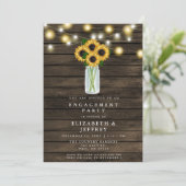 Barn Wood String Lights Sunflower Engagement Party Kaart (Staand voorkant)