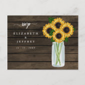 Barn Wood String Lights Sunflower RSVP Uitnodiging Briefkaart (Voorkant)