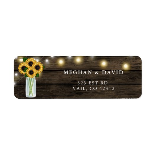 Barn Wood String Lights Sunflower Weddenlabel Etiket (Voorkant)