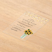 Barn Wood String Lights Sunflower Wedding Acryl Uitnodigingen (Laagn)
